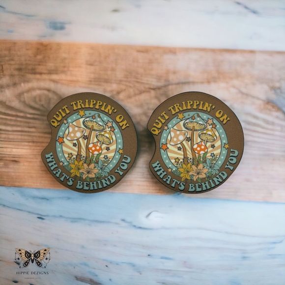 Quit Trippin Mushrom Car Coaster Set | Car Accessories - Picture 3 of 16